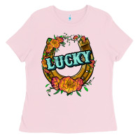 Bubblegum Pink horseshoe lucky Ladies Tee - JahusDesignShop