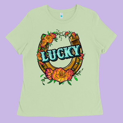 Horseshoe Lucky Ladies Tee Designed By Jahusdesignshop