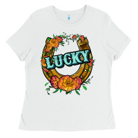 White horseshoe lucky Ladies Tee - JahusDesignShop