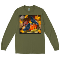 Army Green Fall Crow Long Sleeve Tee - LillyAllenDesigns