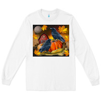 White Fall Crow Long Sleeve Tee - LillyAllenDesigns