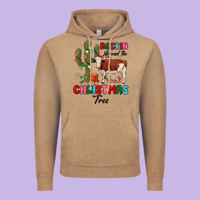 Rockin Around The Christmas Tree Vintage Hoodie Designed By Maliassmallbusiness