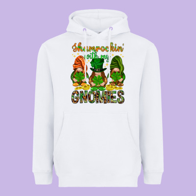 Shamrockin' With My Gnomies St. Patricks Day Heavyweight Hoodie Designed By Howdyjamesfarm