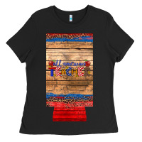 Black all american teacher 12 oz slim can cooler Ladies Tee - Artiststas