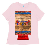 Bubblegum Pink all american teacher 12 oz slim can cooler Ladies Tee - Artiststas