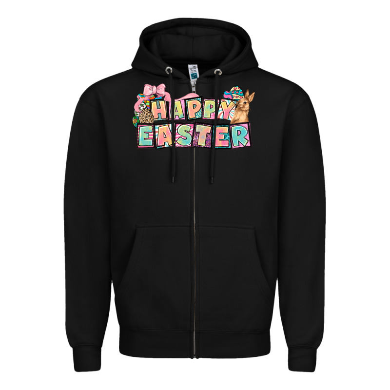 Happy Easter Plate Letters Easter Day Zipper Hoodie by HowdyJamesFarm | Teevron