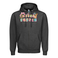 Charcoal Heather Happy Easter plate letters Easter Day Zipper Hoodie - HowdyJamesFarm