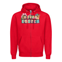 Red Happy Easter plate letters Easter Day Zipper Hoodie - HowdyJamesFarm