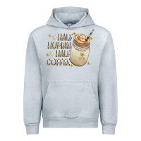 Heather Grey Half Human Half Coffee Urban Hoodie - CowhideDigitalArt