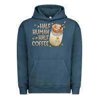 Pigment Midnight Navy Half Human Half Coffee Urban Hoodie - CowhideDigitalArt