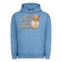 Pigment Pebble Blue Half Human Half Coffee Urban Hoodie - CowhideDigitalArt
