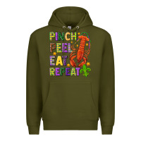 Army Green Pinch peel eat repeat crawfish Premium Hoodie - HowdyJamesFarm