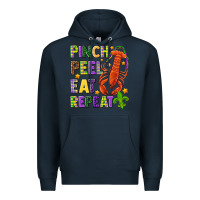 Navy Pinch peel eat repeat crawfish Premium Hoodie - HowdyJamesFarm