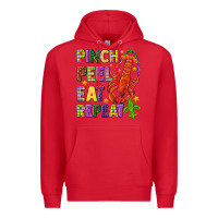 Red Pinch peel eat repeat crawfish Premium Hoodie - HowdyJamesFarm