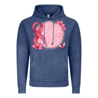 Vintage Denim customized breast cancer ribbon and background Vintage Hoodie - MaliasSmallBusiness