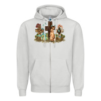 Dove Grey Western rabbit bunny with crosses Easter Day Zipper Hoodie - HowdyJamesFarm