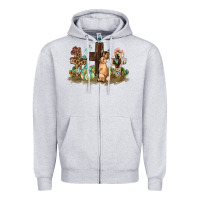 Heather Grey Western rabbit bunny with crosses Easter Day Zipper Hoodie - HowdyJamesFarm