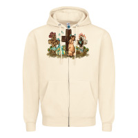 Sandshell Western rabbit bunny with crosses Easter Day Zipper Hoodie - HowdyJamesFarm