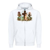White Western rabbit bunny with crosses Easter Day Zipper Hoodie - HowdyJamesFarm