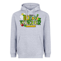 Heather Grey lucky teacher St. Patrick's Day Heavyweight Hoodie - HowdyJamesFarm