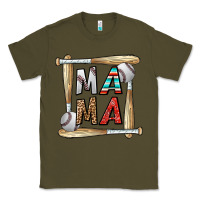 Army Green baseball mama Classic Tee - CowhideDigitalArt