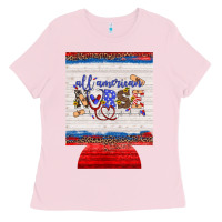 Bubblegum Pink all american nurse 12 oz regular can cooler Ladies Tee - Artiststas