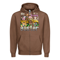 Chestnut Happy Easter truck with farm animals Easter Day Zipper Hoodie - HowdyJamesFarm