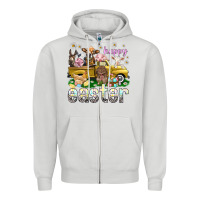 Dove Grey Happy Easter truck with farm animals Easter Day Zipper Hoodie - HowdyJamesFarm