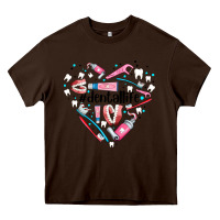 Chocolate Brown dental life element heart Heavy Core Tee - AdoDesignShop