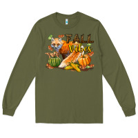 Army Green Fall Vibes Fox Long Sleeve Tee - LillyAllenDesigns