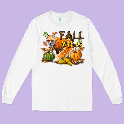 Fall Vibes Fox Long Sleeve Tee Designed By Lillyallendesigns