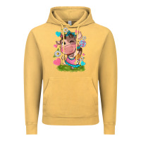 Vintage Mustard little cute cow Vintage Hoodie - NancyCooperArtShop