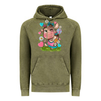 Vintage Olive little cute cow Vintage Hoodie - NancyCooperArtShop