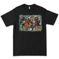 Black bucking bronco rodeo revolver western background Premium Tee - AdoDesignShop