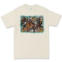 Bone bucking bronco rodeo revolver western background Premium Tee - AdoDesignShop