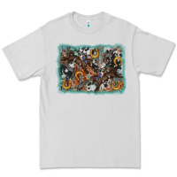 Dove Grey bucking bronco rodeo revolver western background Premium Tee - AdoDesignShop