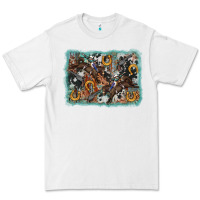 White bucking bronco rodeo revolver western background Premium Tee - AdoDesignShop