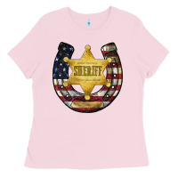 Bubblegum Pink sheriff american flag Ladies Tee - JahusDesignShop