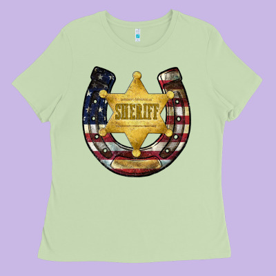 Sheriff American Flag Ladies Tee Designed By Jahusdesignshop