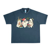 Midnight Navy Christmas ghosts Urban Heavy Tee - MaliasSmallBusiness