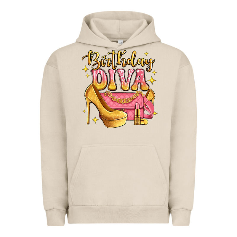 Birthday Diva Pink And Gold Glitter Urban Hoodie by LillyAllenDesigns | Teevron
