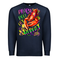 Navy pinch peel eat repeat mardi gras olivia Premium Sweatshirt - OliviaCreatesArt