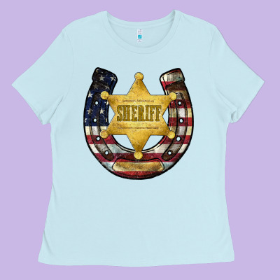 Sheriff American Flag Ladies Tee Designed By Jahusdesignshop