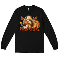 Black Fall Vibes Squirrel Long Sleeve Tee - LillyAllenDesigns