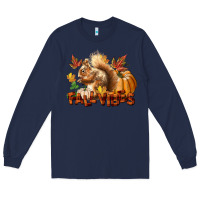 Navy Fall Vibes Squirrel Long Sleeve Tee - LillyAllenDesigns