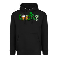 Black Lucky with beer St. Patricks day Heavyweight Hoodie - HowdyJamesFarm