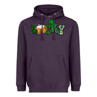 Plum Lucky with beer St. Patricks day Heavyweight Hoodie - HowdyJamesFarm