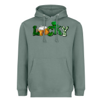 Sage Lucky with beer St. Patricks day Heavyweight Hoodie - HowdyJamesFarm