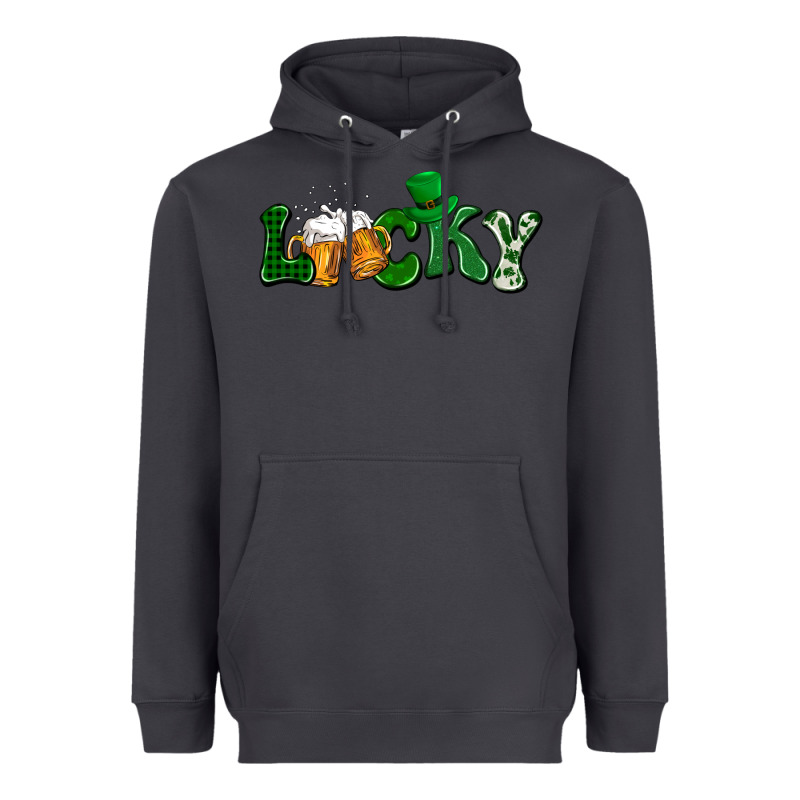 Lucky With Beer St. Patricks Day Heavyweight Hoodie by HowdyJamesFarm | Teevron