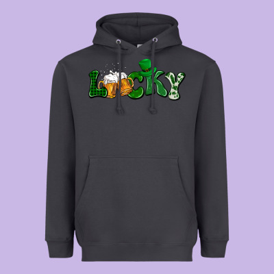 Lucky With Beer St. Patricks Day Heavyweight Hoodie Designed By Howdyjamesfarm